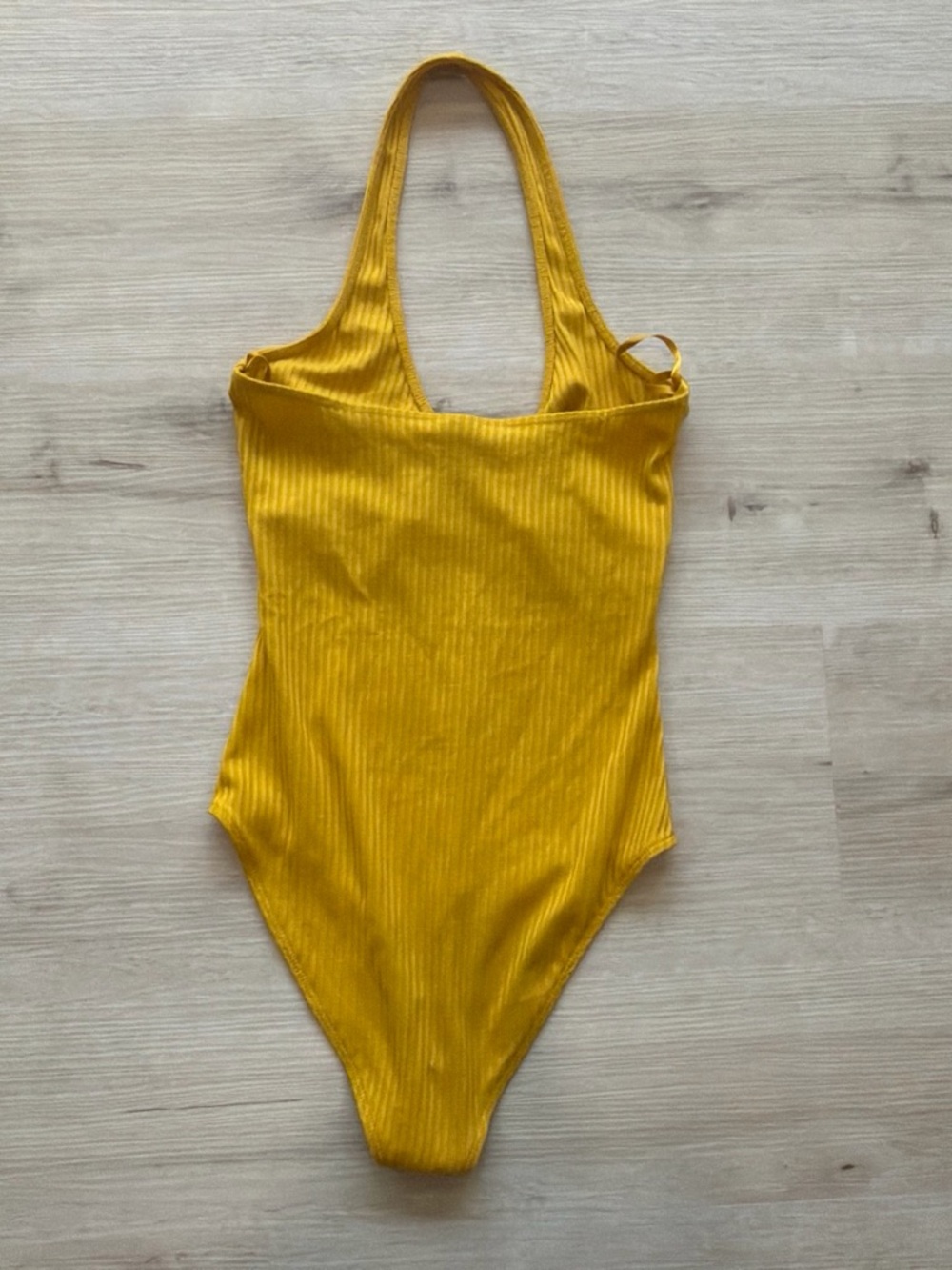 Yellow Ribbed bodysuit- Halter Style - Picture 2 of 2